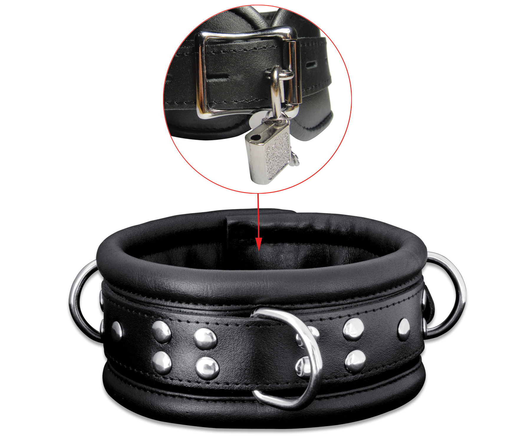 High Quality - Leder Halsfessel Schwarz abschließbar