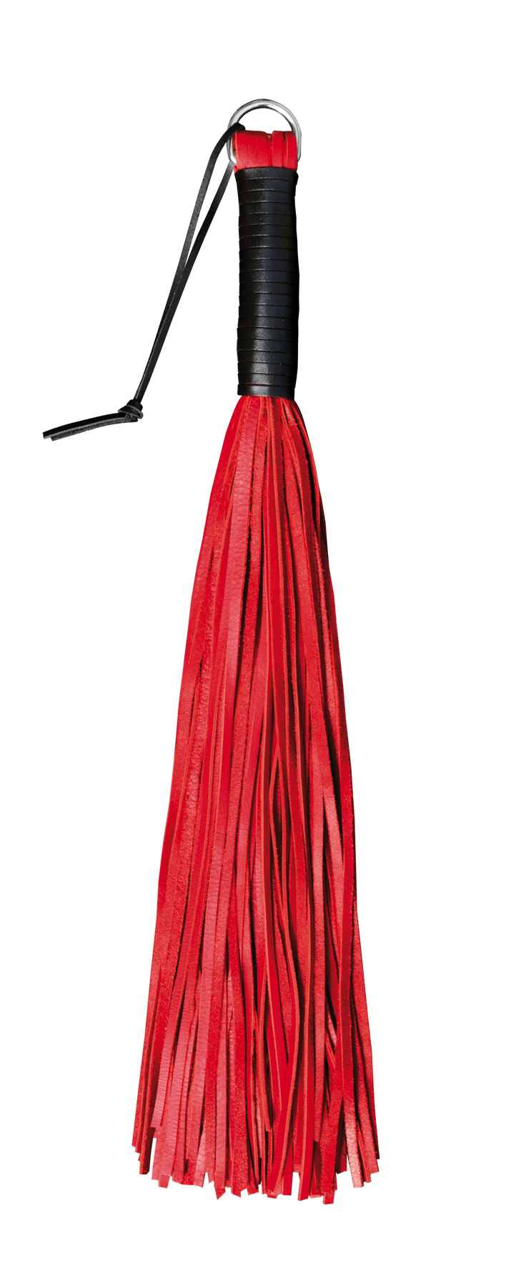 Leder Peitsche - D-Ring rot und soft gross